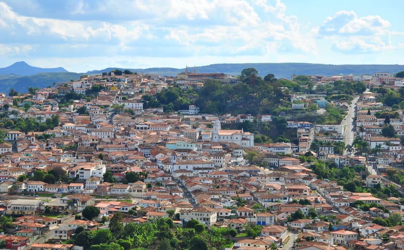 Vista panorâmica do casario colonial de Diamantina, MG, a partir do Cruzeiro